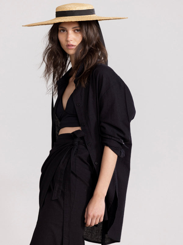 SORRENTO LINEN SHIRT IN BLACK