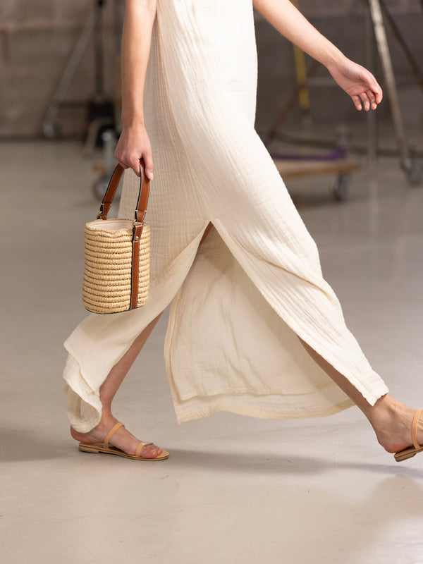 OASIS STRAPLESS MAXI DRESS IN STONE