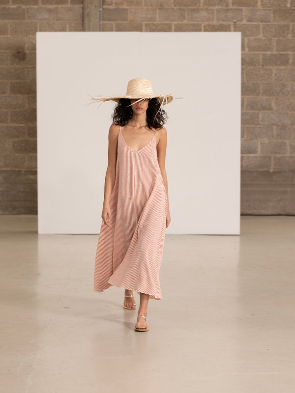 POSITANO STRIPED MAXI DRESS