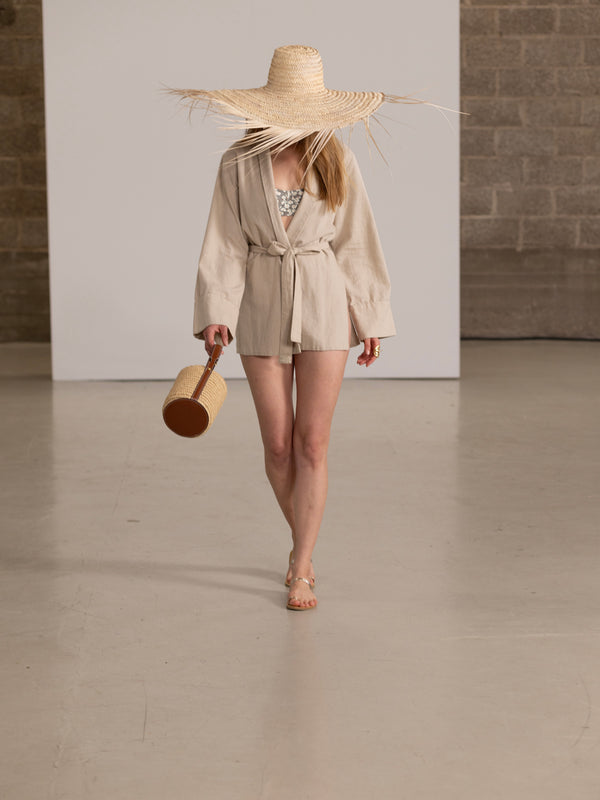 LINEN KIMONO IN STONE