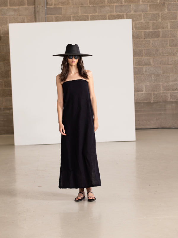 SORRENTO STRAPLESS MAXI DRESS IN BLACK