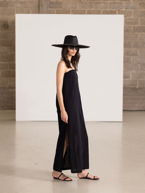 SORRENTO STRAPLESS MAXI DRESS IN BLACK