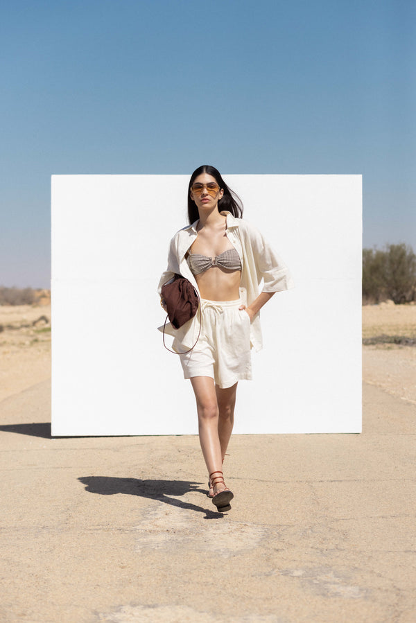 SORRENTO LINEN BERMUDA PANTS IN CREAM