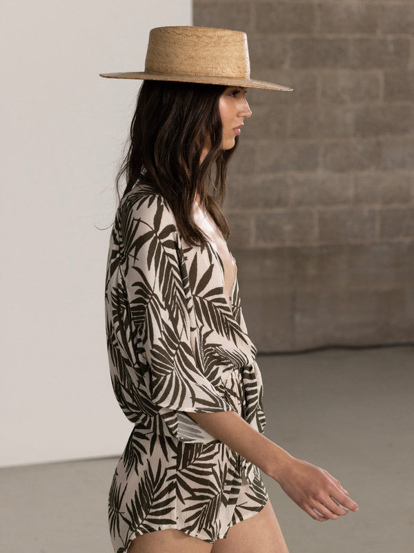 SHORT JUMPSUIR IN LEAF PRINT
