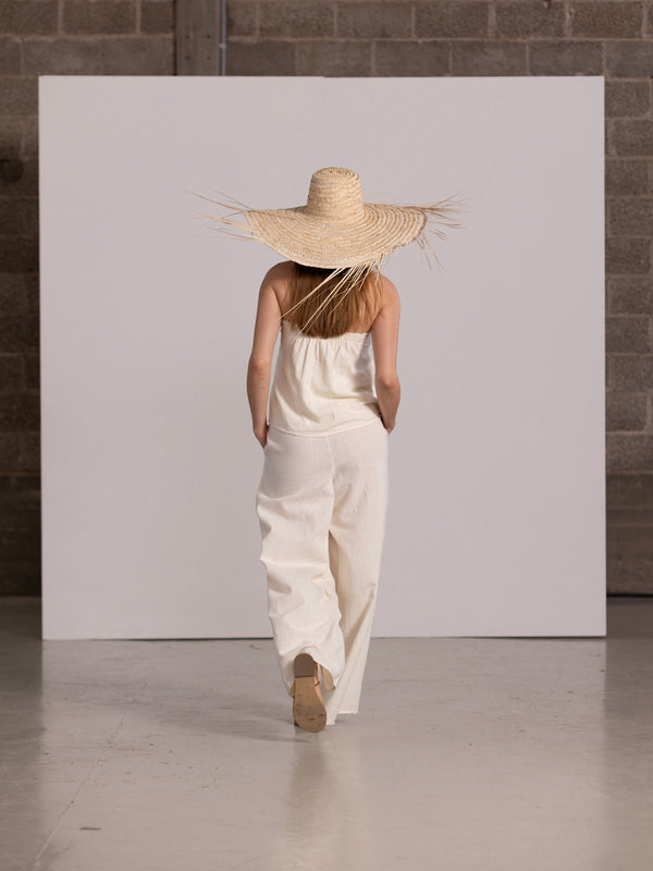 SORRENTO LINEN WIDE LEG PANT IN CREAM