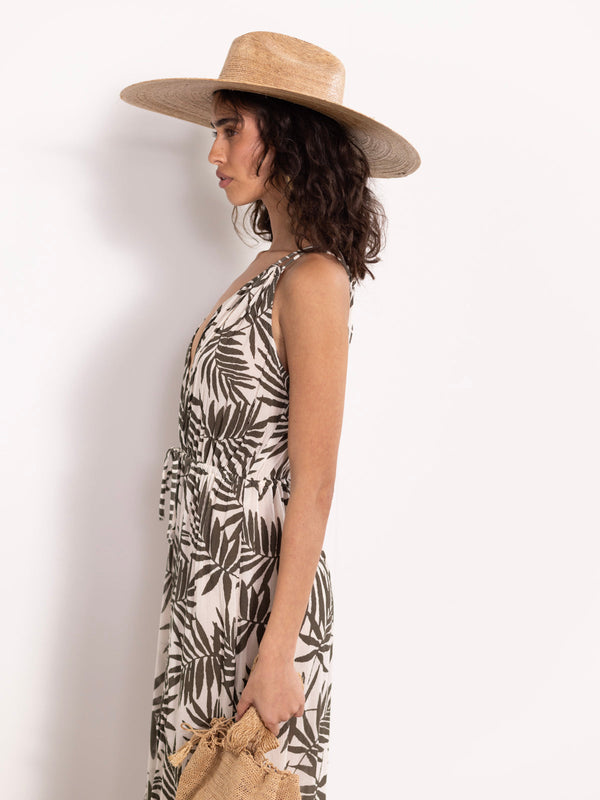LEAF PRINT MAXI DRESS