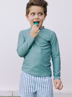 KIDS LONG SLEEVE SWIM TOP IN GREEN