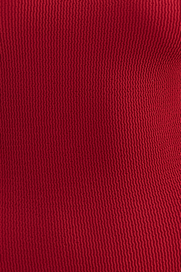 Deep V One-Piece Swimsuit in Textured Seamless Fabric- Red