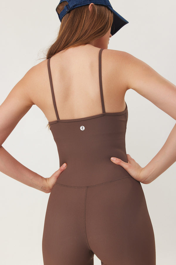 ESPRESSO RIBBED LONG LENGTH ONESIE
