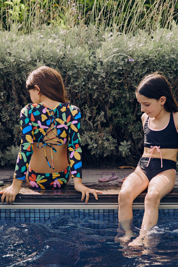 GOTTEX KIDS SPICE LONG SLEEVE CROPPED RASH GUARD TOP AND BIKINI BOTTOM