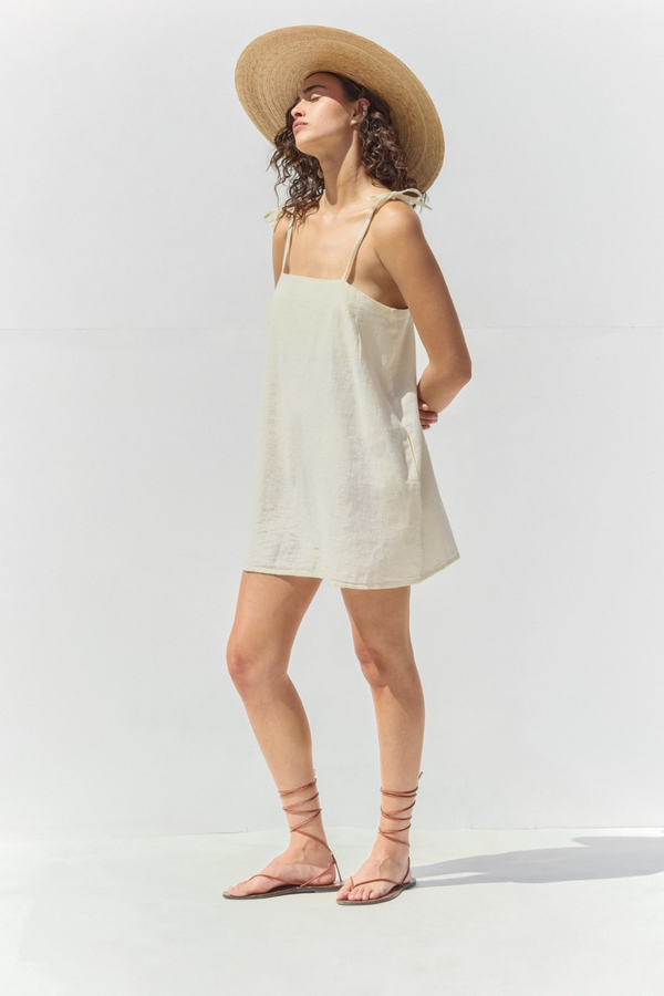 SORRENTO LINEN MINI DRESS IN CREAM