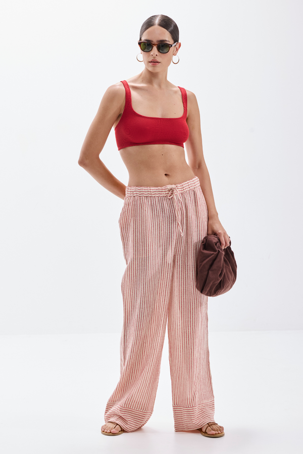 Seamless Textured Bralette Bikini Top - Red