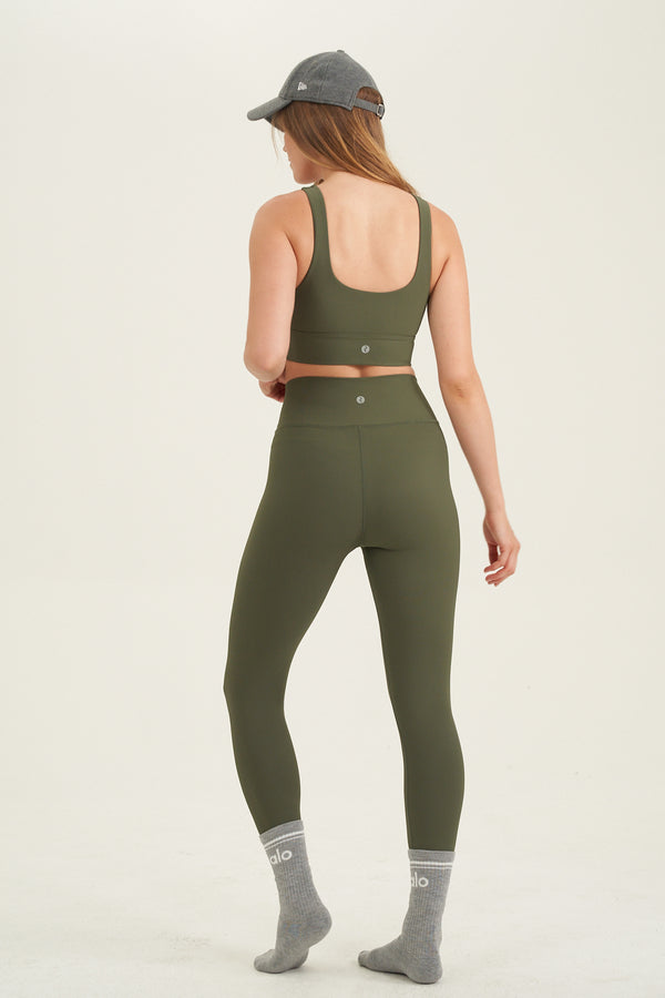 OLIVE RIBBED HIGH WAIST LEGGING