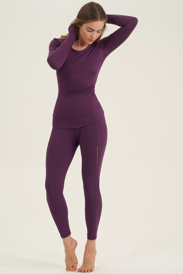 X BY GOTTEX LONG MESH LEGGING IN PURPLE