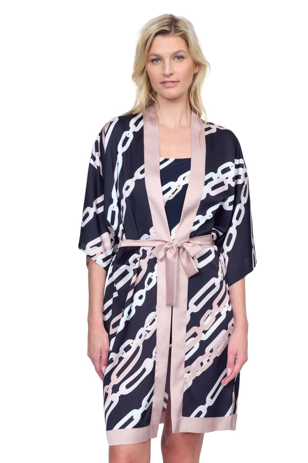 GOTTEX BEJEWELED BELTED KIMONO