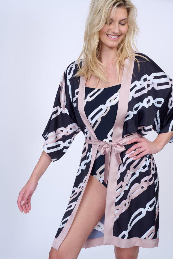 GOTTEX BEJEWELED BELTED KIMONO