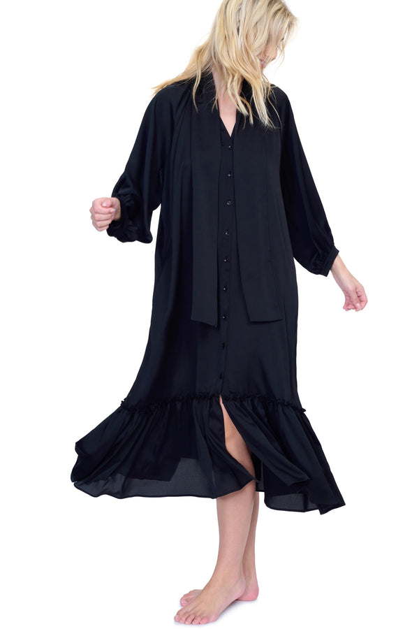 GOTTEX DAY DREAMER NEW LONG DRESS LONG SLEEVES - BLACK