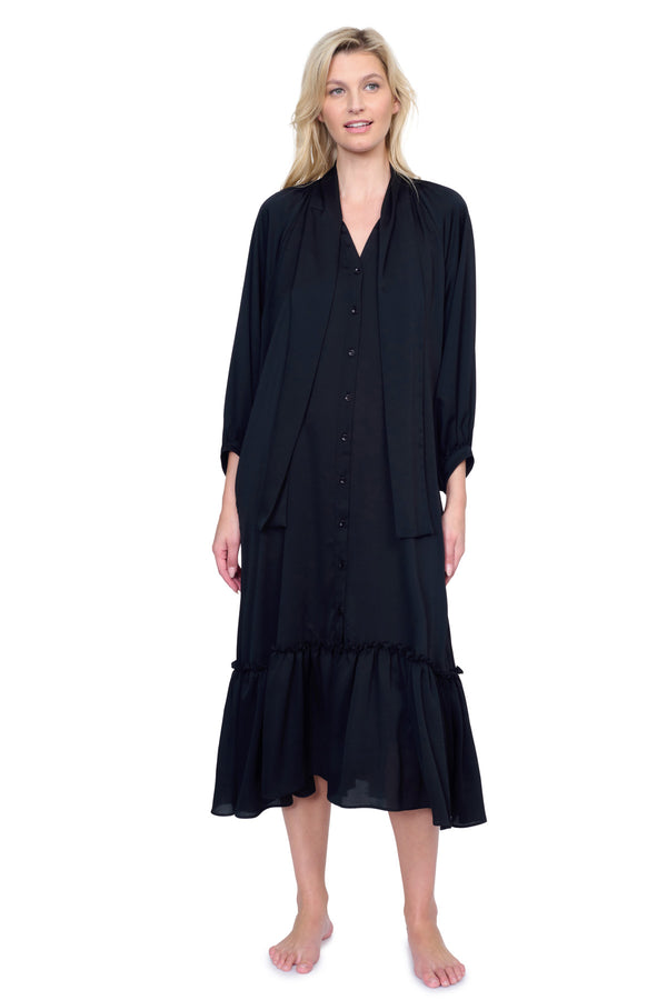 GOTTEX DAY DREAMER NEW LONG DRESS LONG SLEEVES - BLACK
