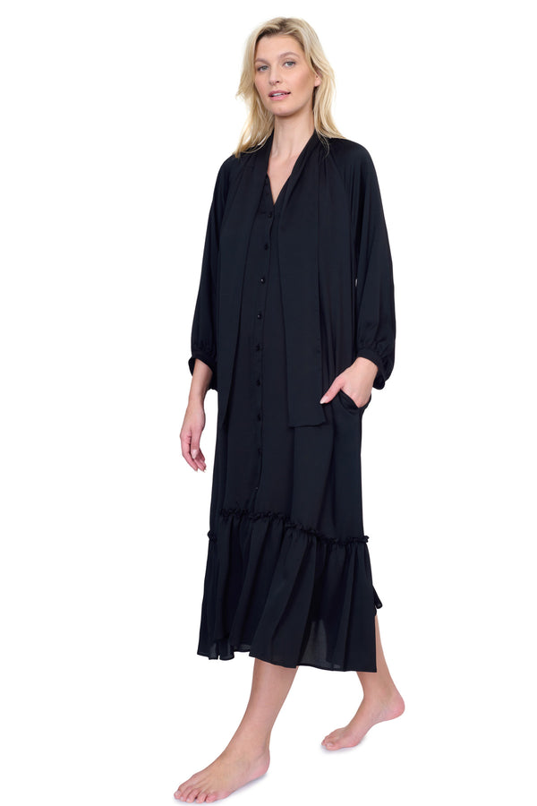 GOTTEX DAY DREAMER NEW LONG DRESS LONG SLEEVES - BLACK