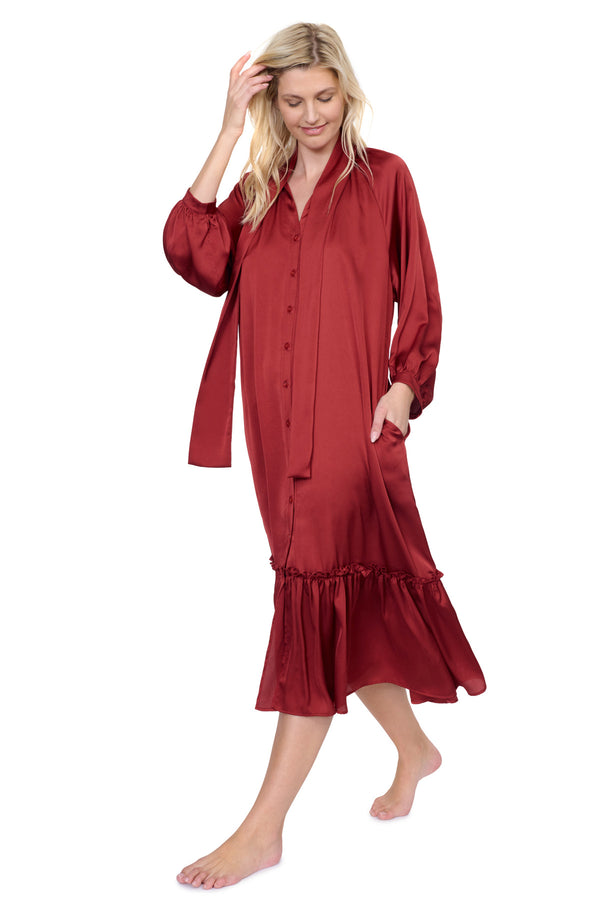 GOTTEX DAY DREAMER NEW LONG DRESS LONG SLEEVES - RED
