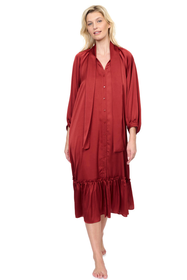 GOTTEX DAY DREAMER NEW LONG DRESS LONG SLEEVES - RED