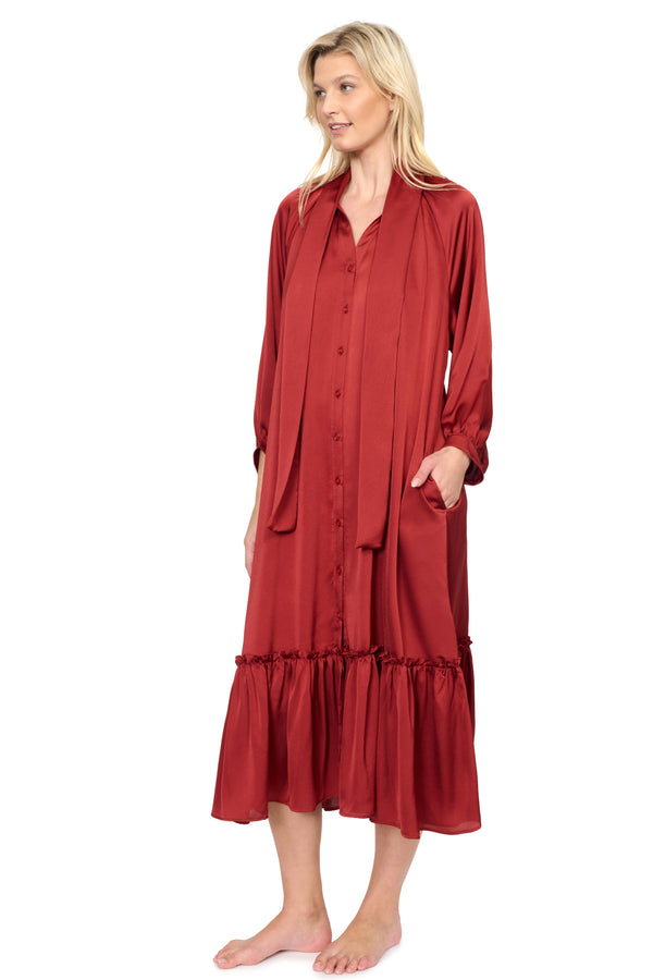 GOTTEX DAY DREAMER NEW LONG DRESS LONG SLEEVES - RED