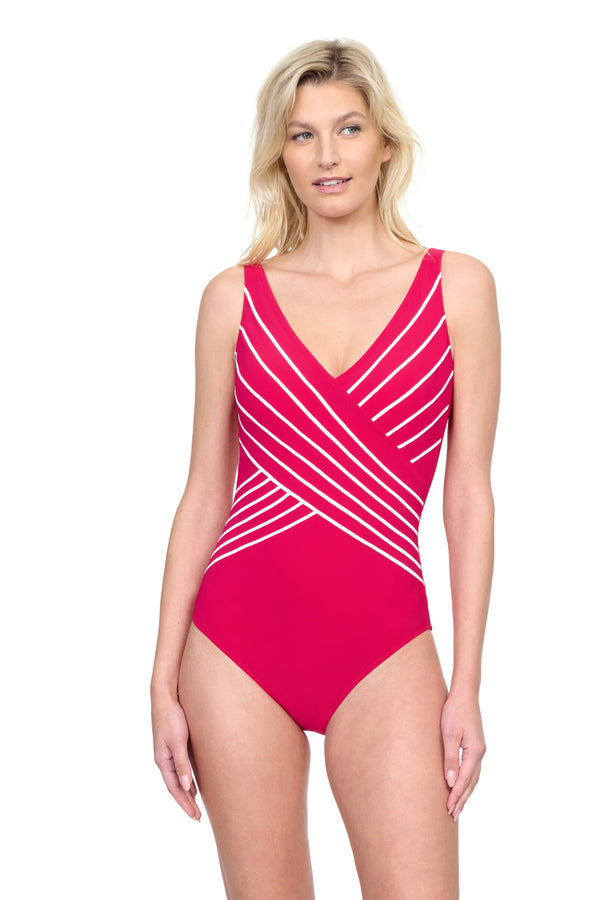GOTTEX EMBRACE SURPLICE ONE PIECE SWIMSUIT - FUCHSIA