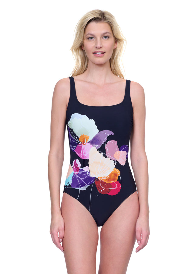 GOTTEX ENCHANTED SUN SQUARE NECK ONE PIECE SWIMSUIT
