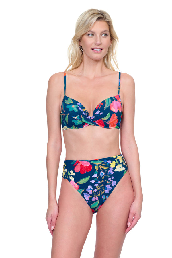 GOTTEX GARDEN DREAM HIGH WAIST BIKINI BOTTOM - NAVY