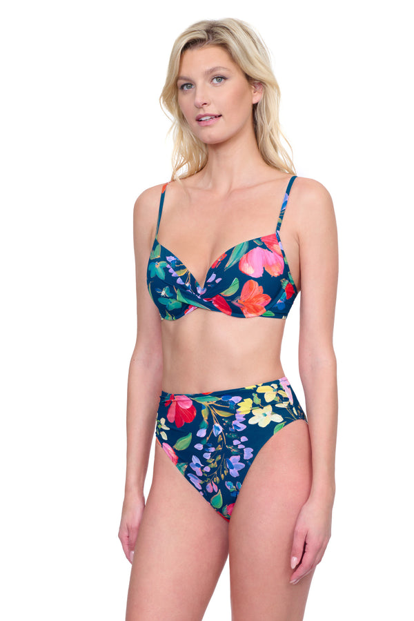 GOTTEX GARDEN DREAM C-CUP MOLDED BIKINI BRA - NAVY