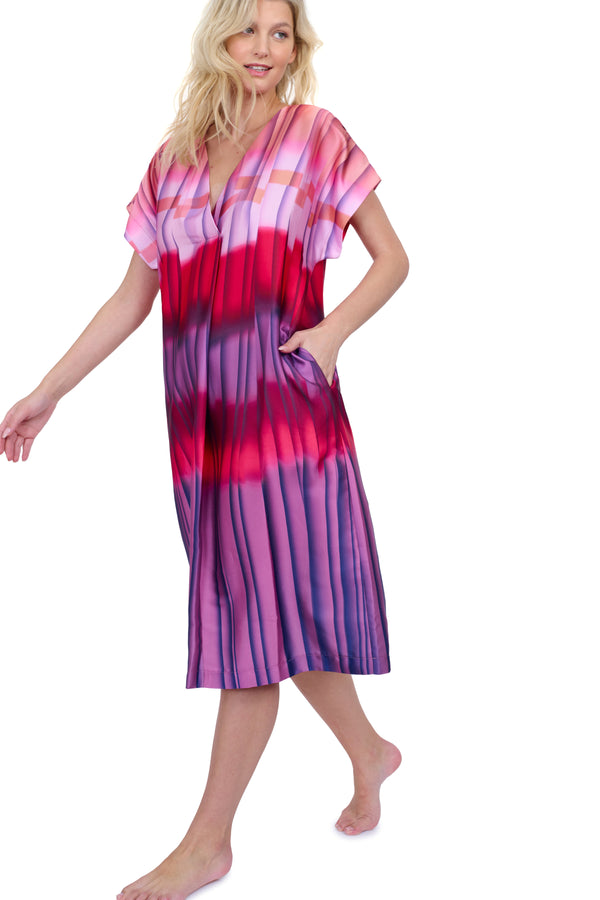 GOTTEX GOLDEN HOUR V-NECK LONG TUNIC COVER UP - PINK