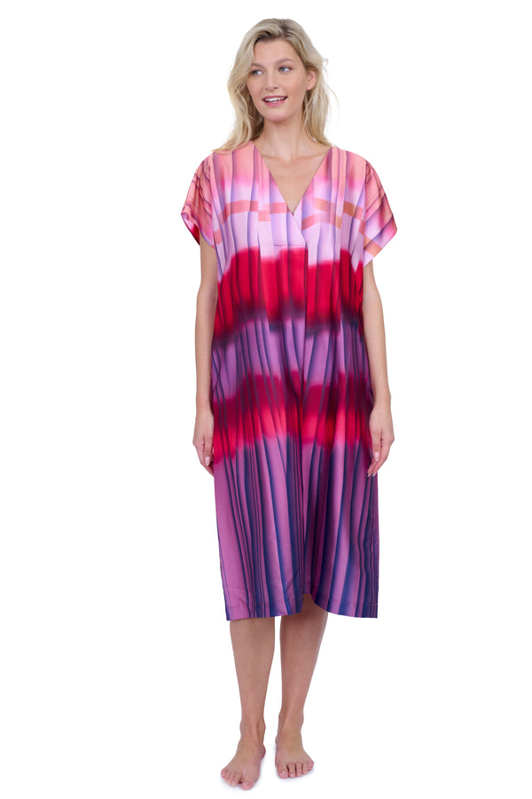 GOTTEX GOLDEN HOUR V-NECK LONG TUNIC COVER UP - PINK
