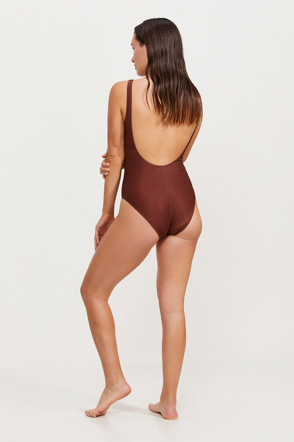 LUMA HIGH END SQUARE NECK ONE PIECE SWIMSUIT -BRONZE