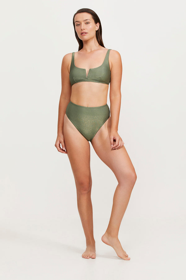 LUMA HIGH END BRALETTE BIKINI TOP - OLIVE