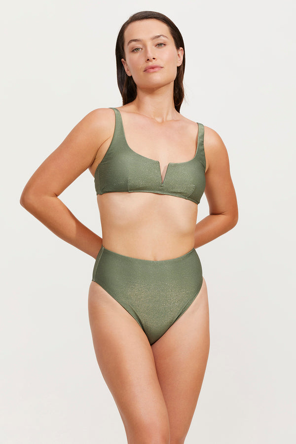 LUMA HIGH END BRALETTE BIKINI TOP - OLIVE