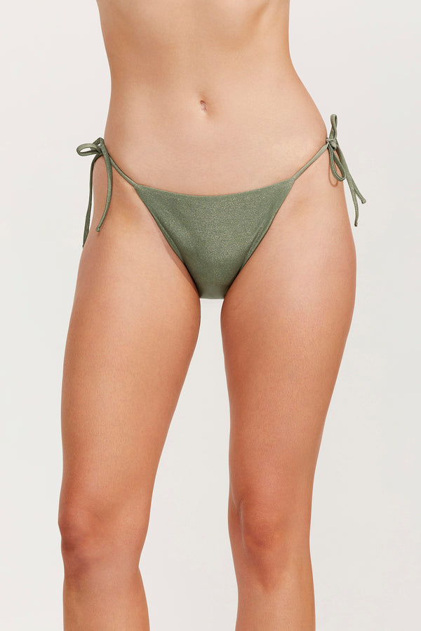 LUMA HIGH END SIDE TIE TRIANGE BIKINI BOTTOM - OLIVE