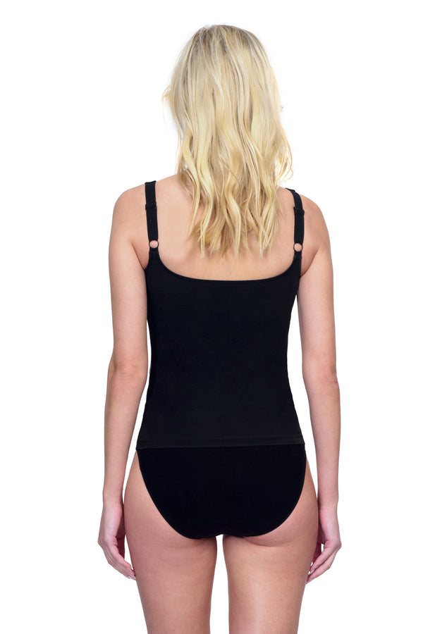 GOTTEX NATURES BEAUTY ROUND NECK TANKINI TOP - BLACK