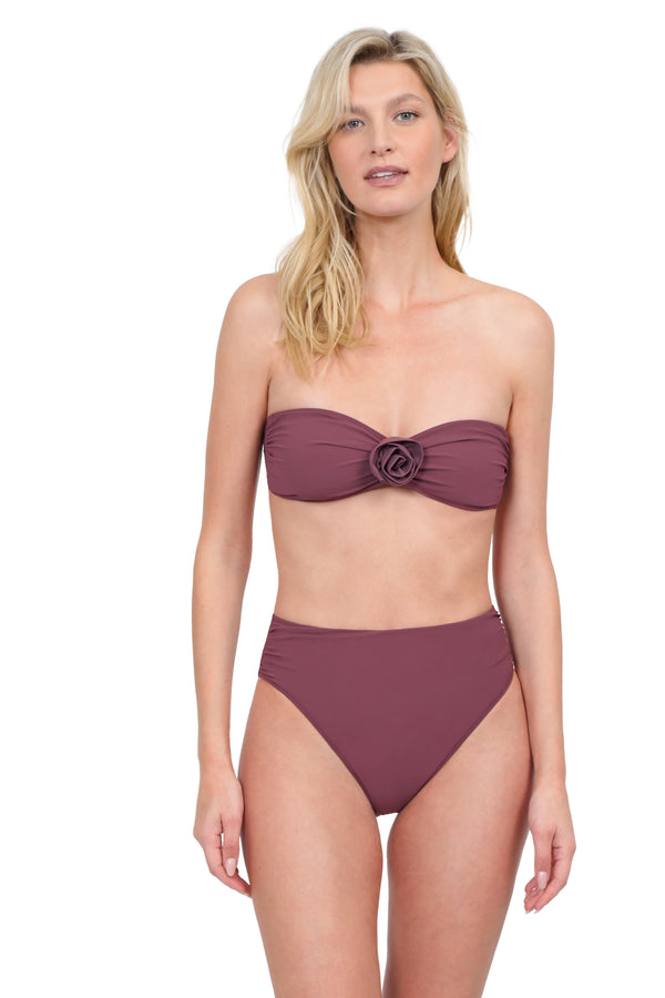 GOTTEX ROSEBUD HALTER BANDEAU BIKINI TOP- PURPLE
