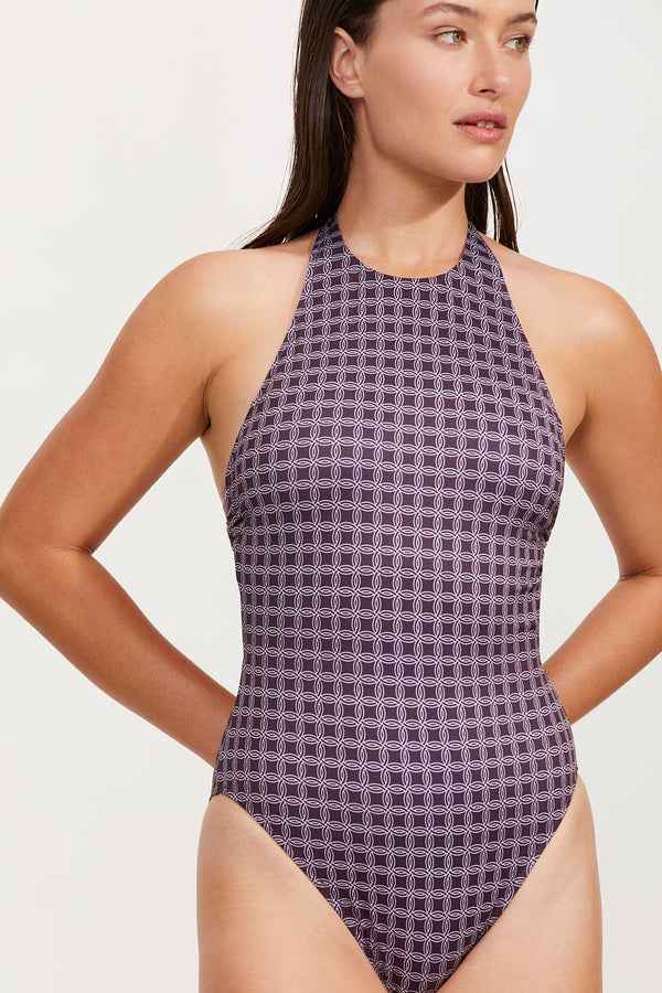 LUMA RETRO TOUCH HIGH NECK ONE PIECE SWIMSUIT