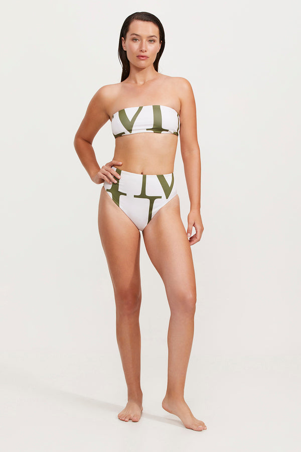 LUMA SIGNATURE HIGH LEG HIGH WAIST BIKINI BOTTOM - OLIVE