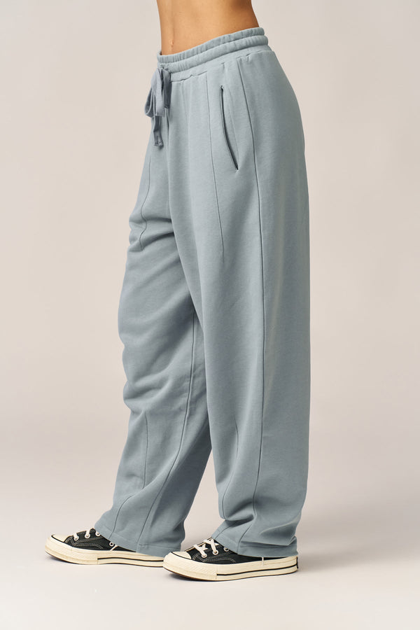 DUSTY BLUE FRENCH TERRY BALLOON PANTS