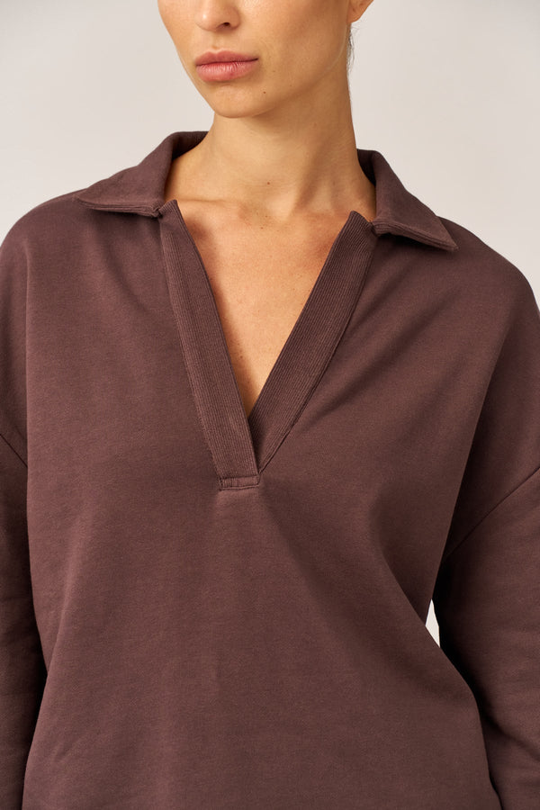 BROWN FRENCH TERRY POLO SHIRT