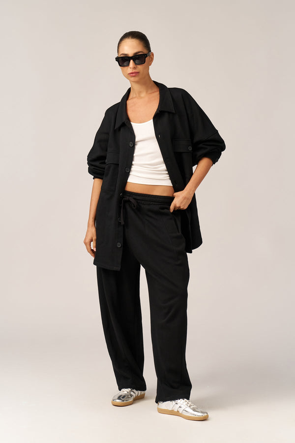 BLACK FRENCH TERRY BALLOON PANTS