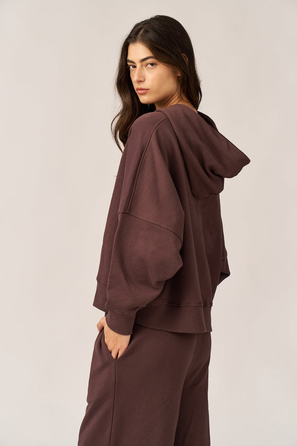 BROWN OVERSIZED FRENCH TERRY HOODIE