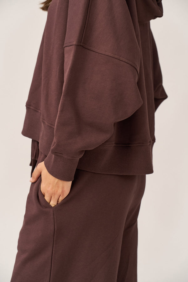 BROWN OVERSIZED FRENCH TERRY HOODIE