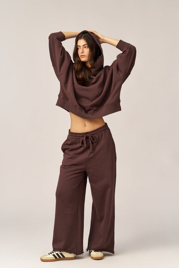 BROWN OVERSIZED FRENCH TERRY HOODIE