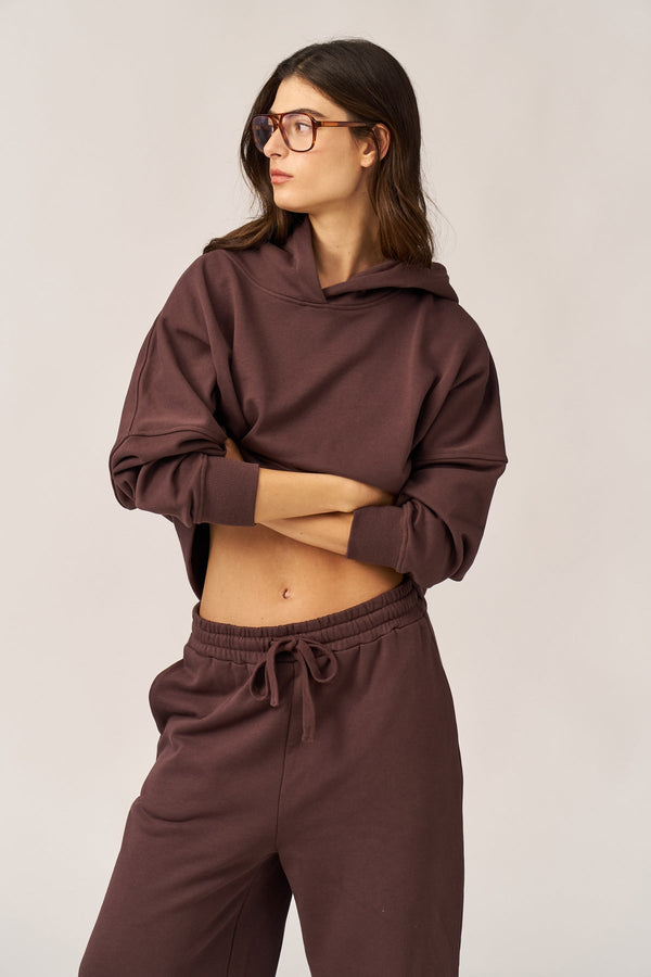 BROWN OVERSIZED FRENCH TERRY HOODIE