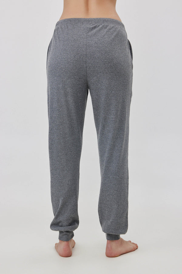 Grey Ribbed Long Pants