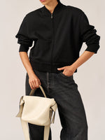 BLACK FRENCH TERRY BOMBER JACKET