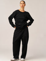 BLACK FRENCH TERRY BALLOON PANTS